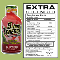 5-hour ENERGY Watermelon shot bottle close-up highlights compact bottle design.