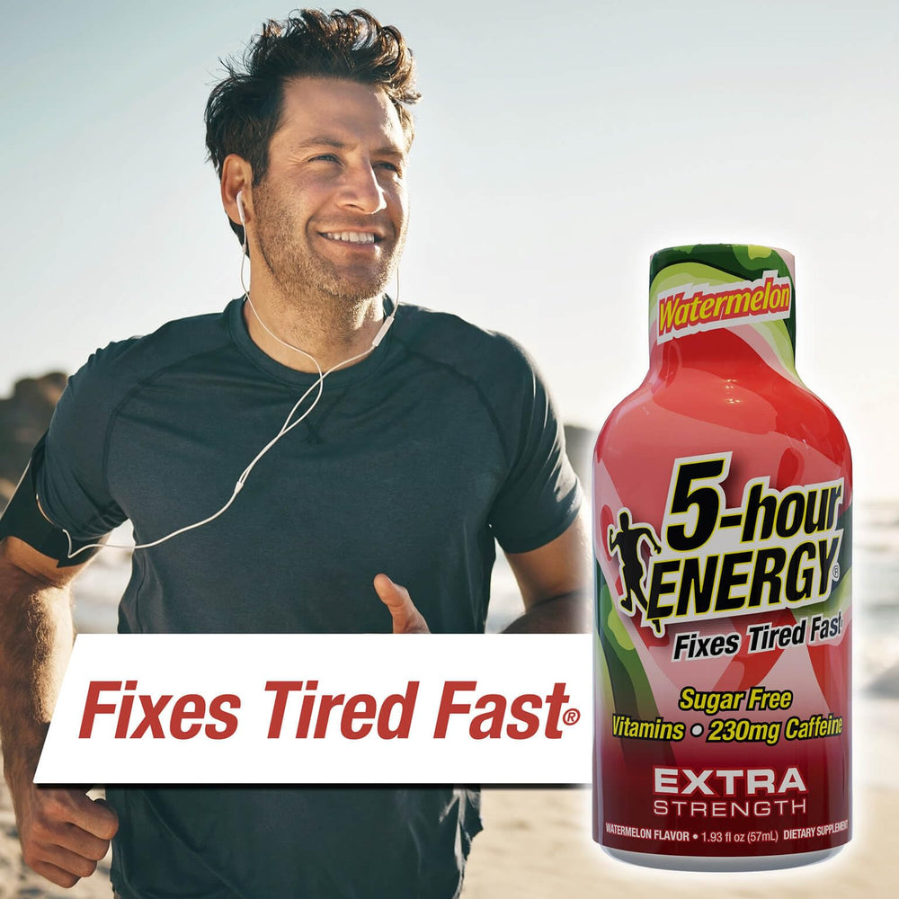 5-hour ENERGY Watermelon shot in a gym bag for pre-workout focus.