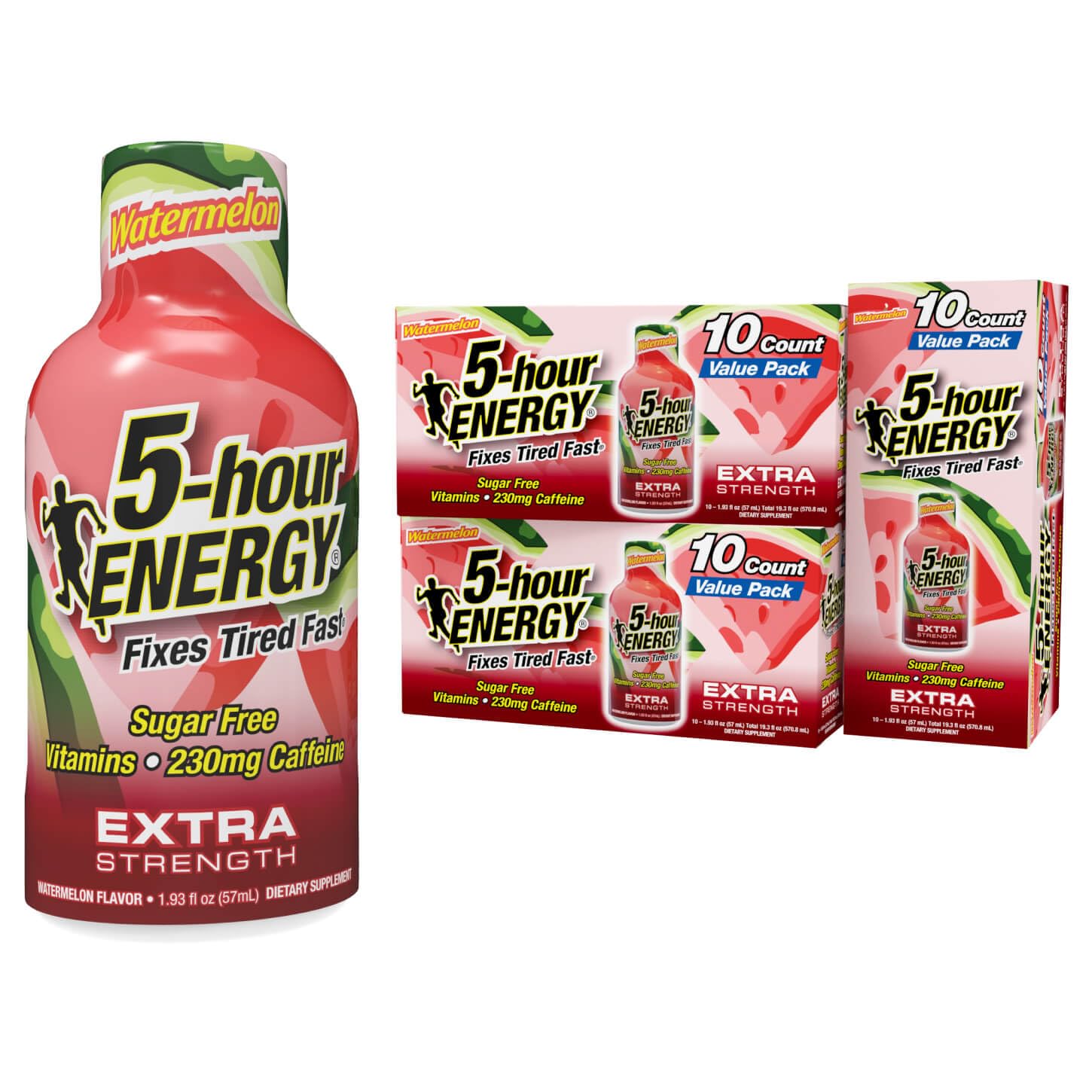 5-hour ENERGY Watermelon shot pour delivers quick, sugar-free energy on the go.