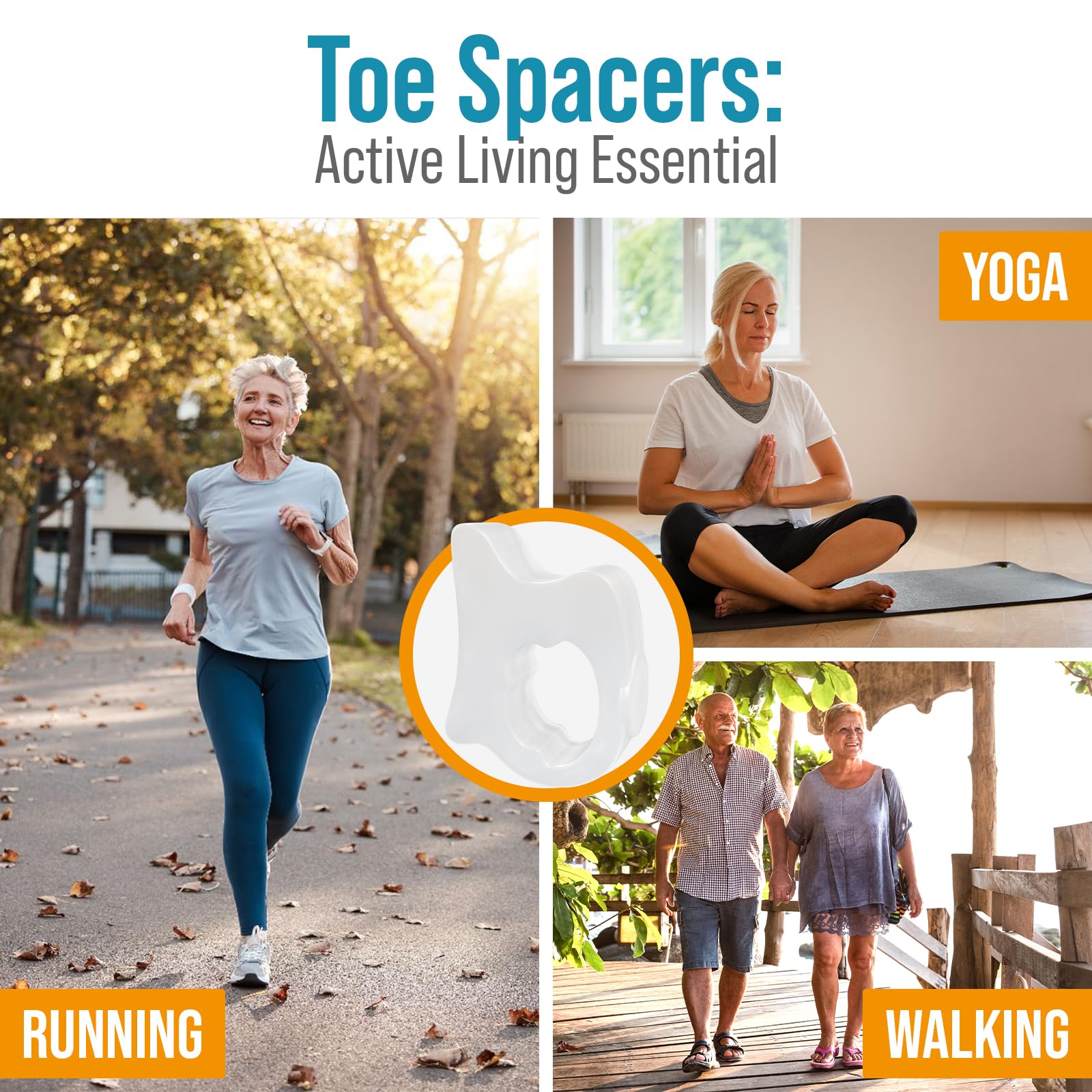 5 STARS UNITED easy-to-use toe spacer slips over the pinky toe for quick relief.