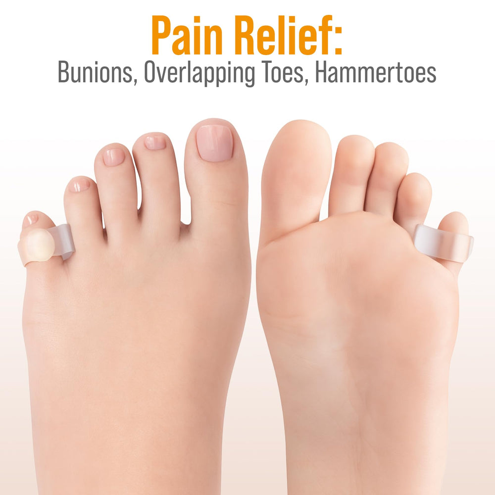5 STARS UNITED pinky toe spacers for hammertoes help straighten the pinky and ring toes.