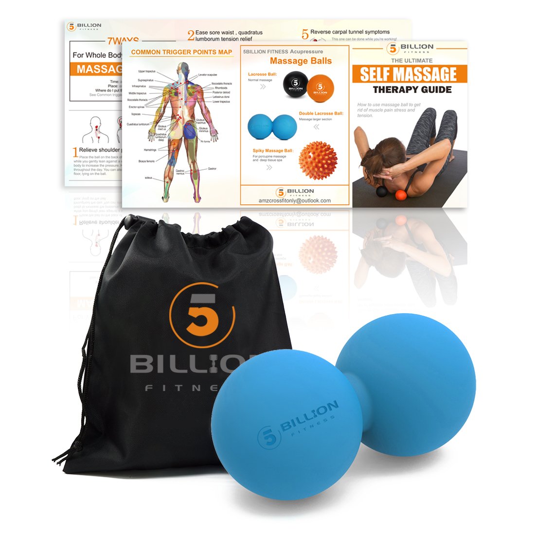 5BILLION FITNESS peanut massage ball in gym bag for on-the-go mobility
