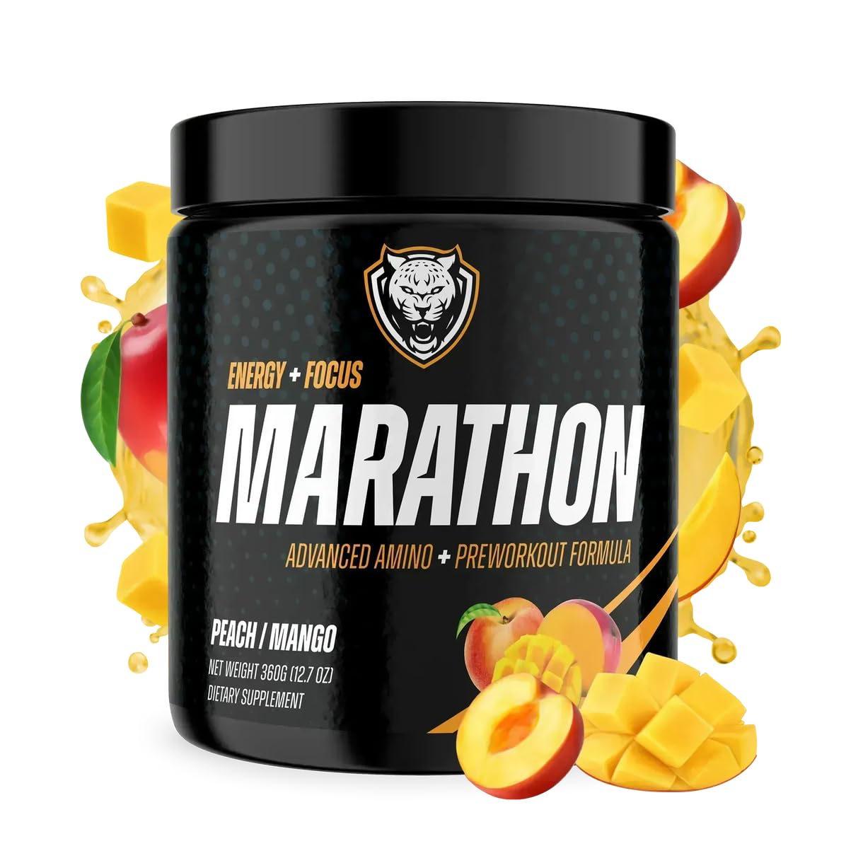 6AM Run Amino Energy Peach Mango pour shows smooth, crash-free energy for training