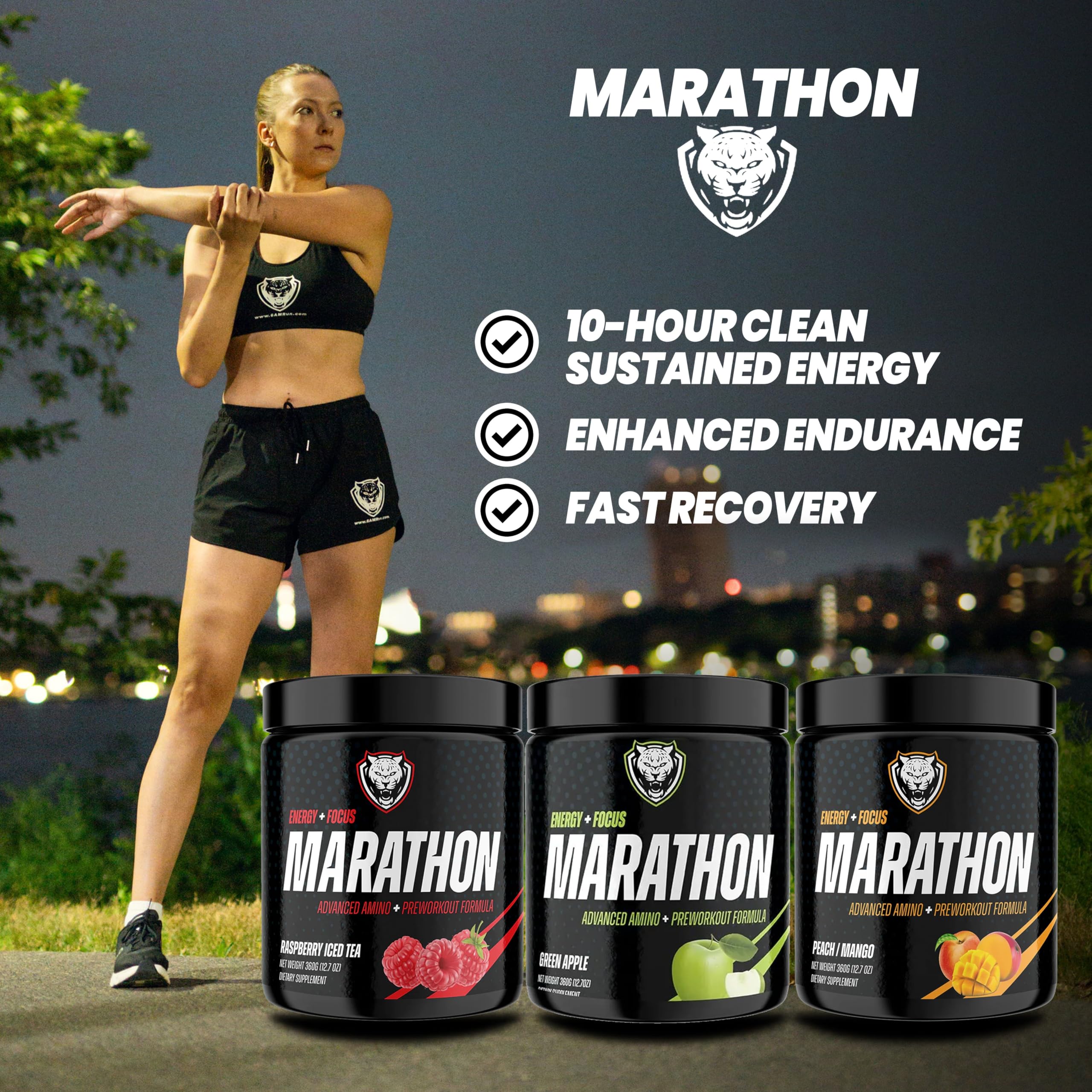 6AM Run Raspberry Iced Tea flavor powder adds refreshing taste during runs.