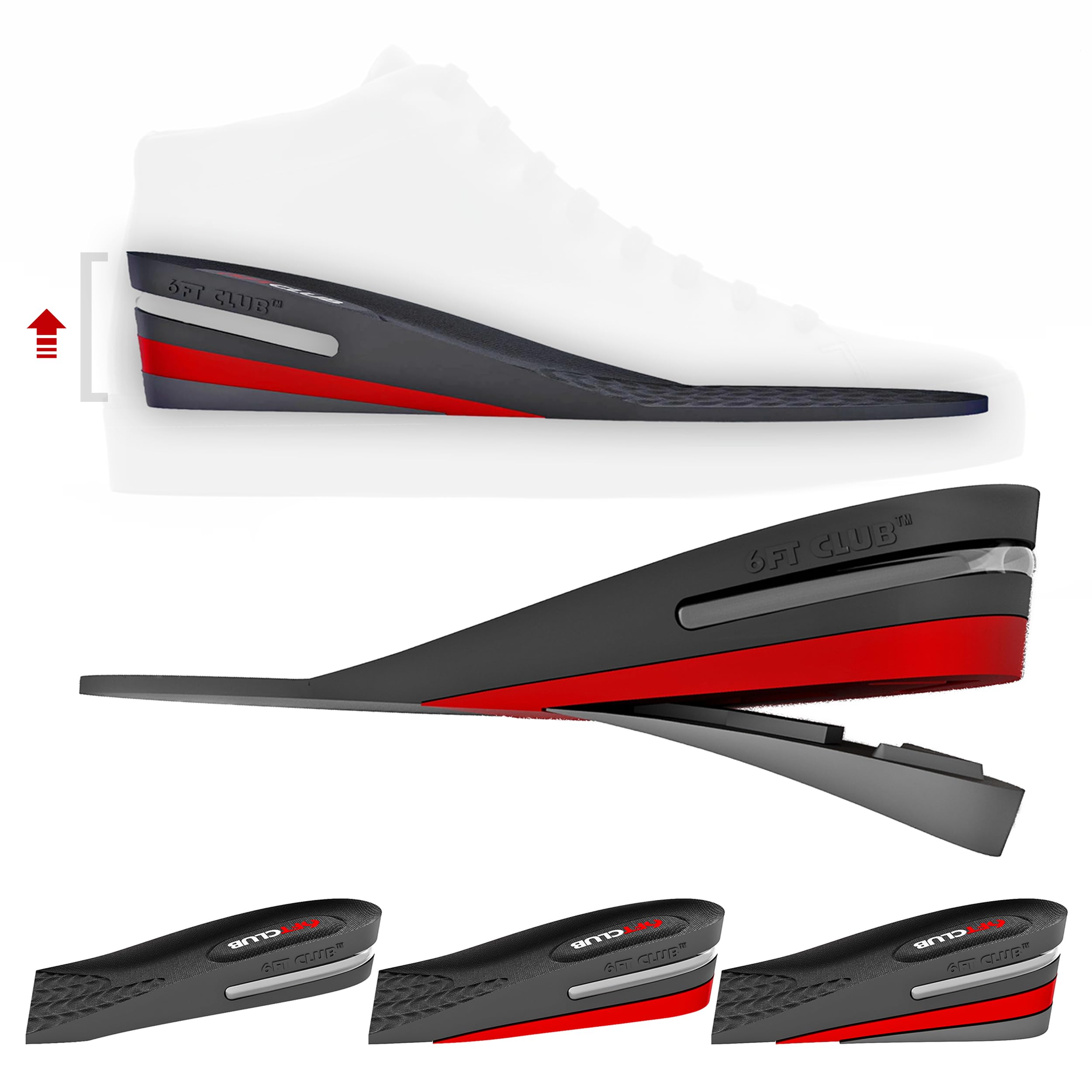 6FT CLUB 2nd Gen height-insole layer two enhances mid-sole elevation for sneakers.