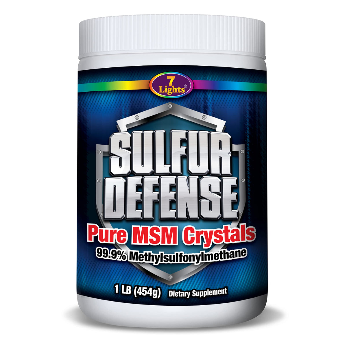 Seven Lights Sulfur Defense Opti-MSM powder bottle for joints and skin health