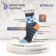 7BIGSTARS KINGDOM bamboo diabetic quarter sock with dot pattern keeps feet dry and comfortable.