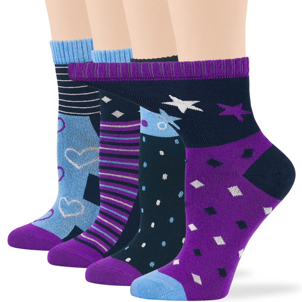 7BIGSTARS KINGDOM bamboo diabetic quarter sock with star pattern offers gentle, breathable all-day comfort.