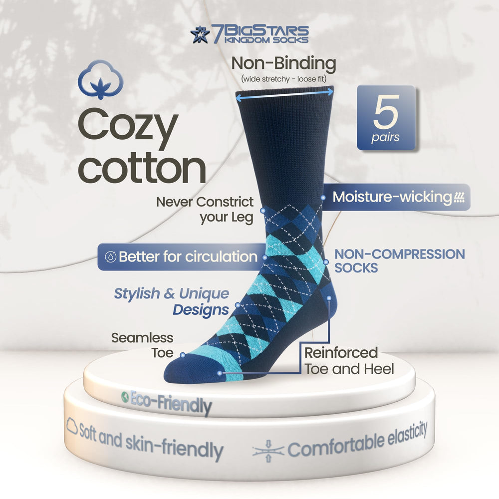 7BIGSTARS KINGDOM crew socks in navy with stripe design for everyday wear