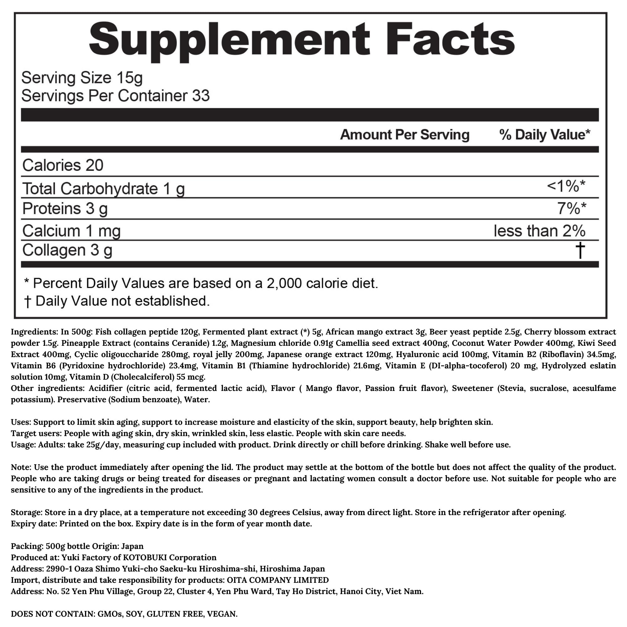 Refrigerated 82X Collagen Premium bottle after opening for freshness