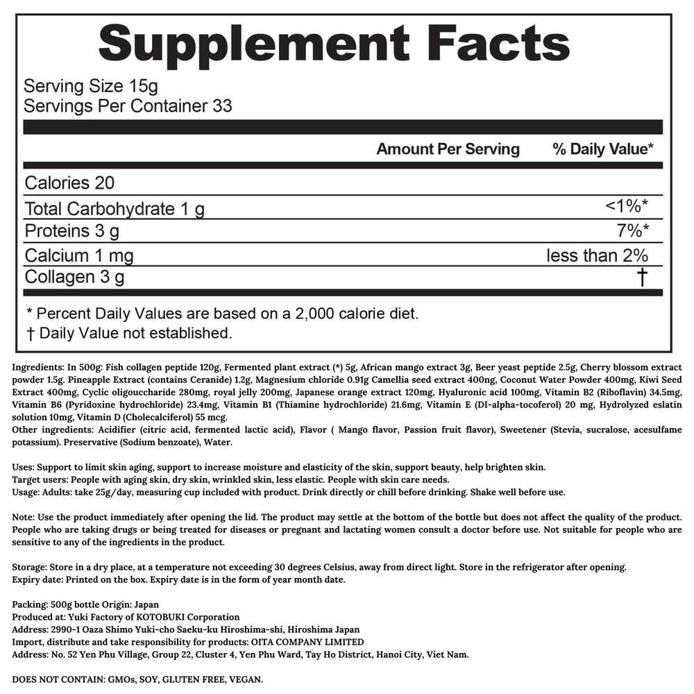 Refrigerated 82X Collagen Premium bottle after opening for freshness