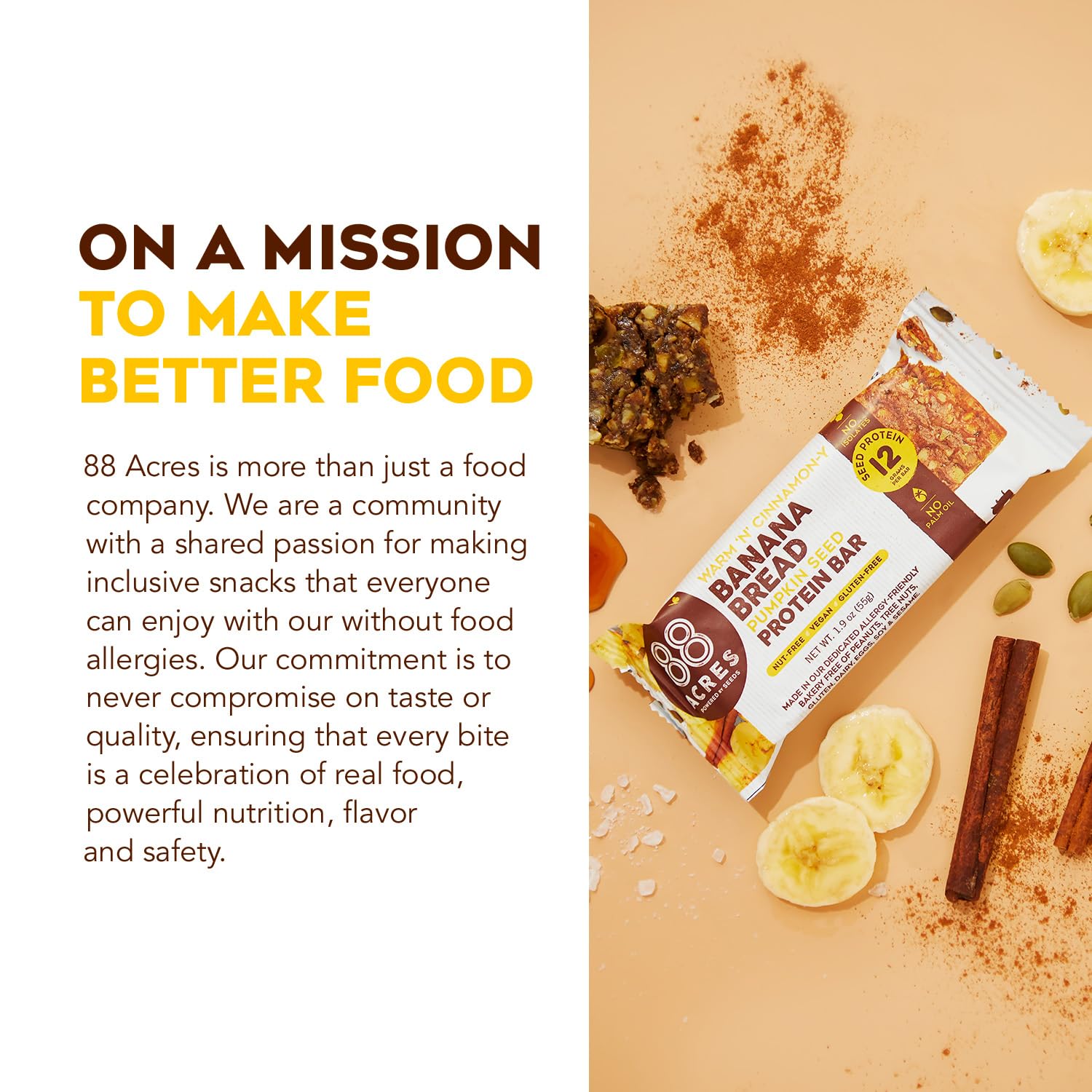 88 Acres banana bread bar enjoyed on the go