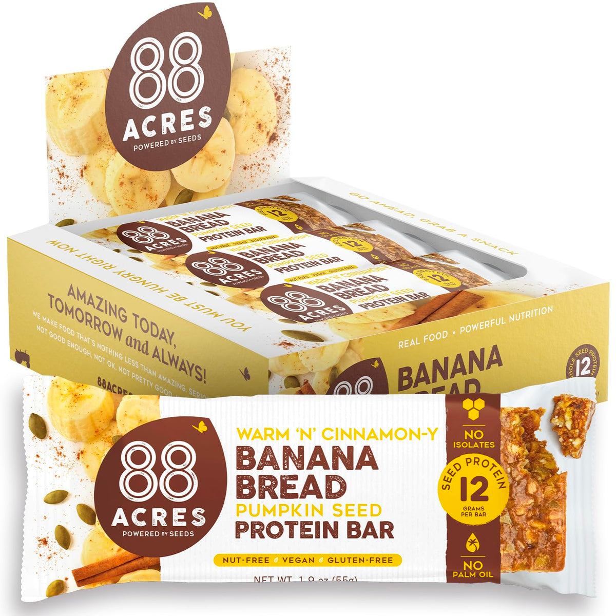 88 Acres banana bread seed protein bar pack nine for on-the-go energy