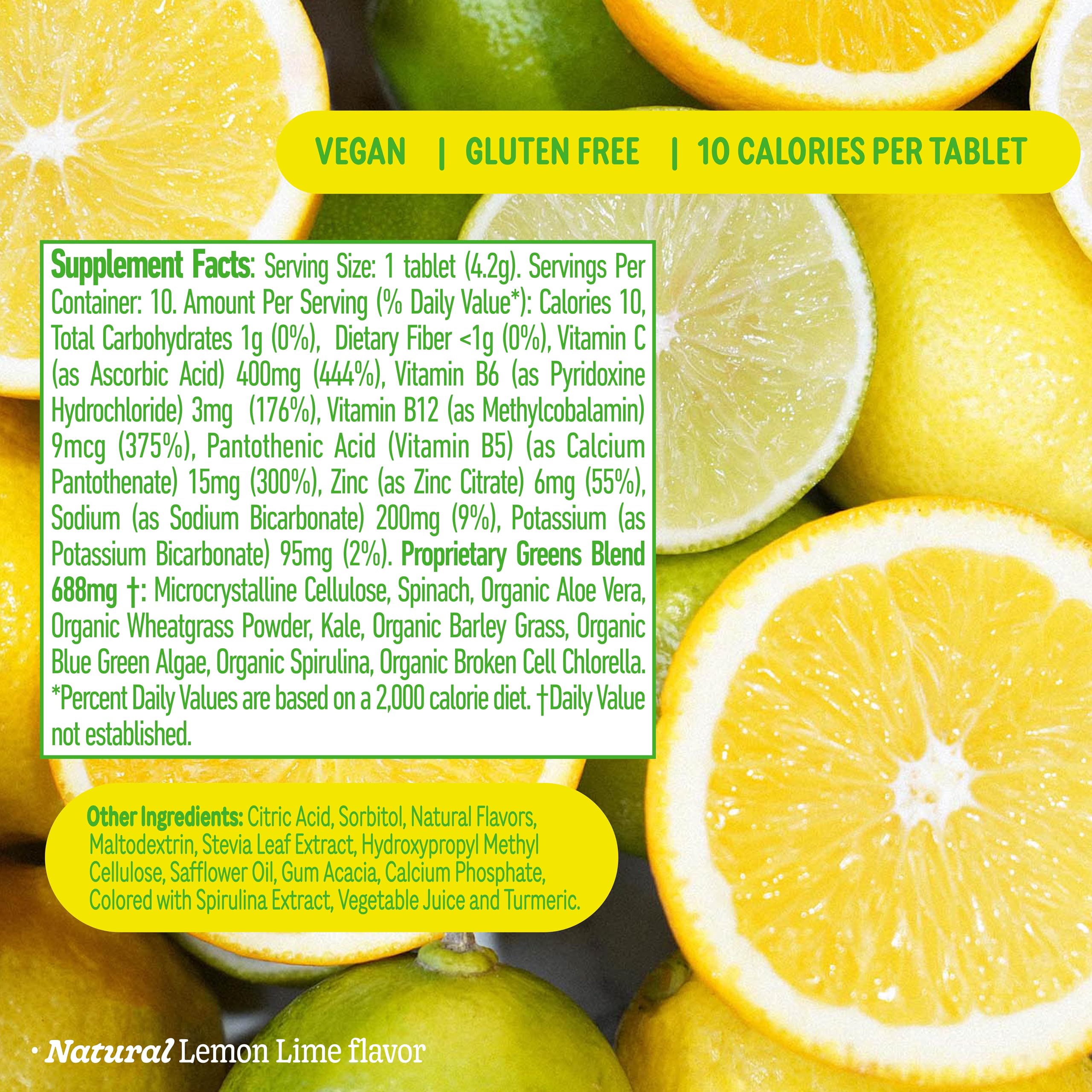 8Greens fruity flavor packaging emphasizing tasty daily greens