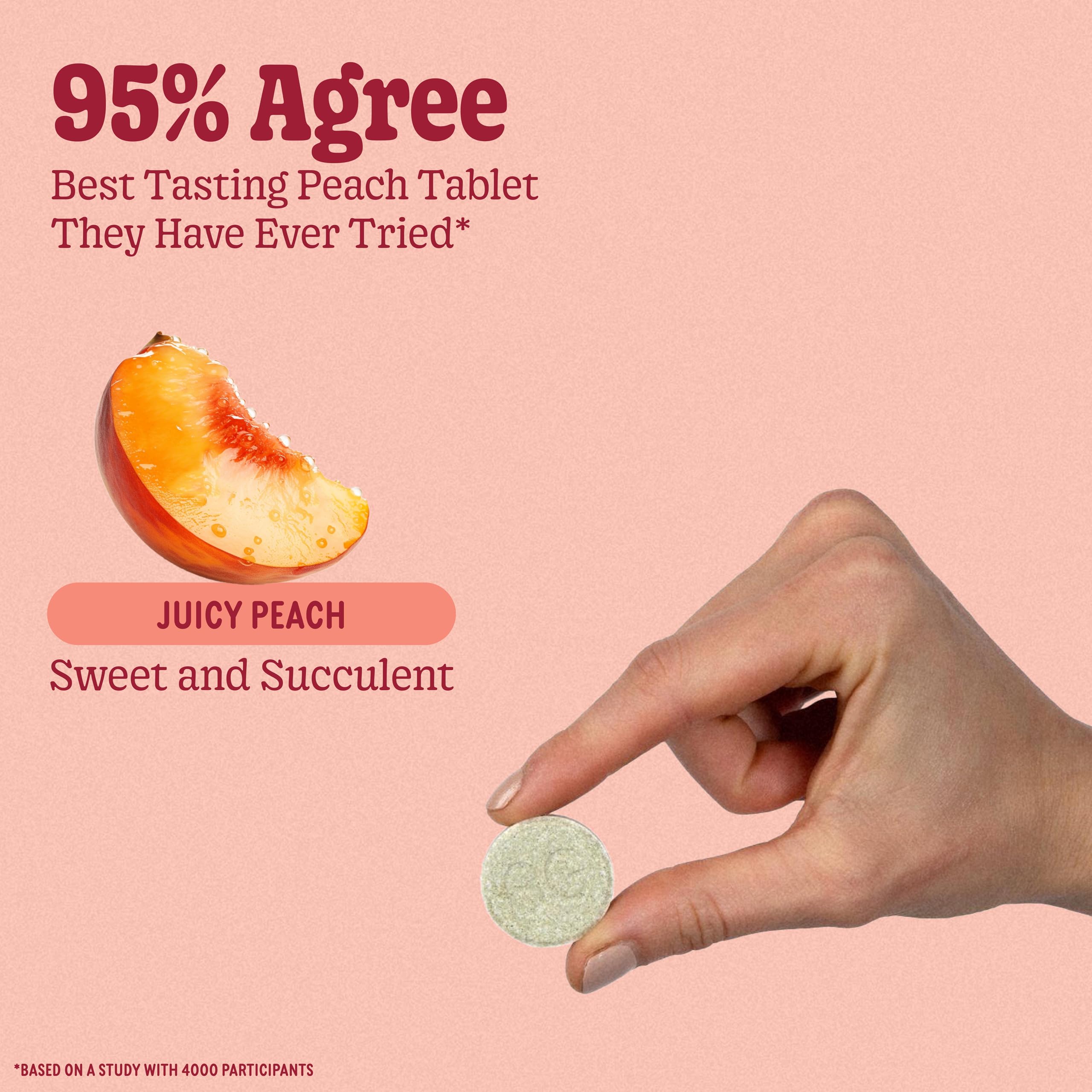 8Greens Peach-flavor tablets ready to mix into water for a tasty daily sip.