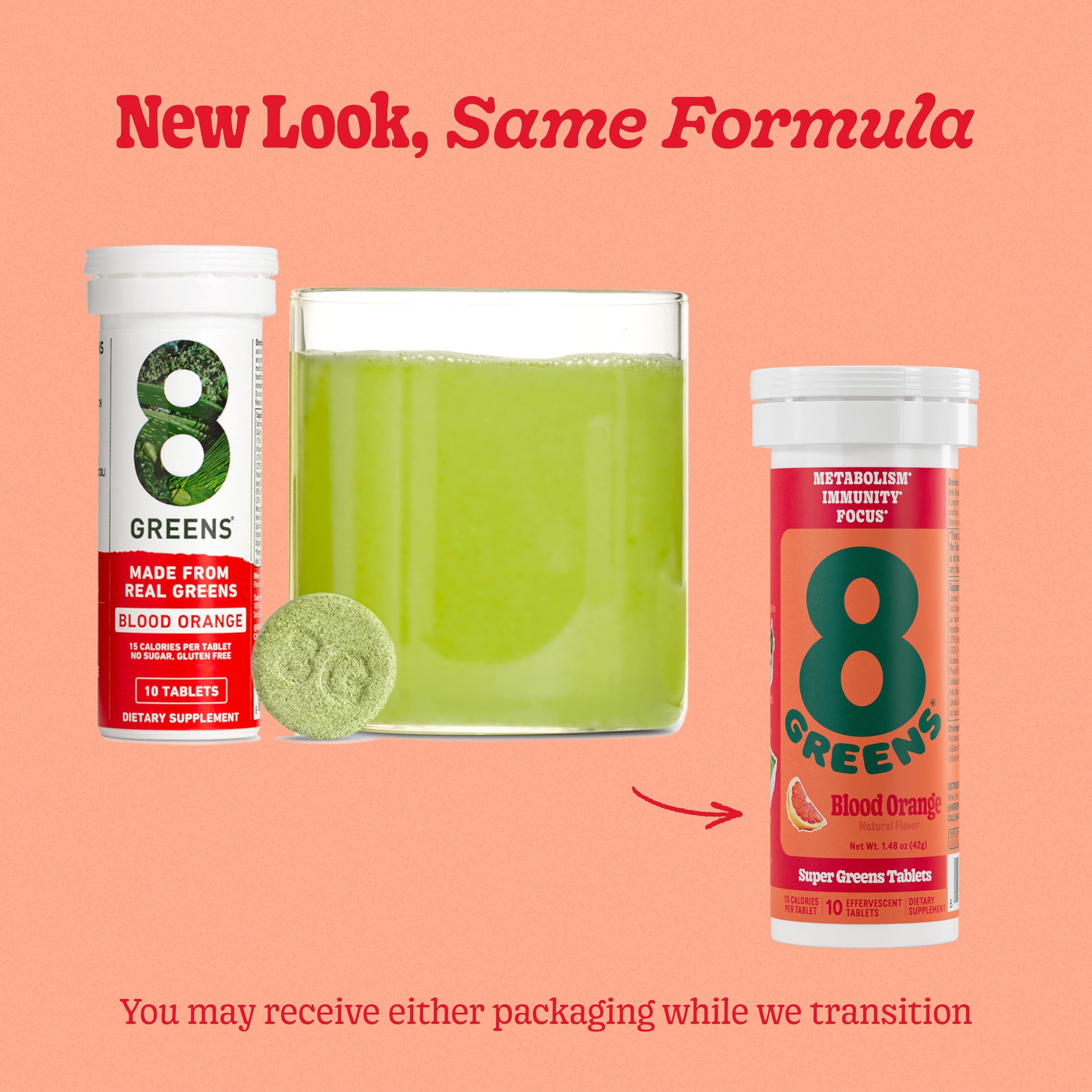 8Greens Supergreens ingredients close-up shows spinach, wheatgrass, spirulina greens blend.
