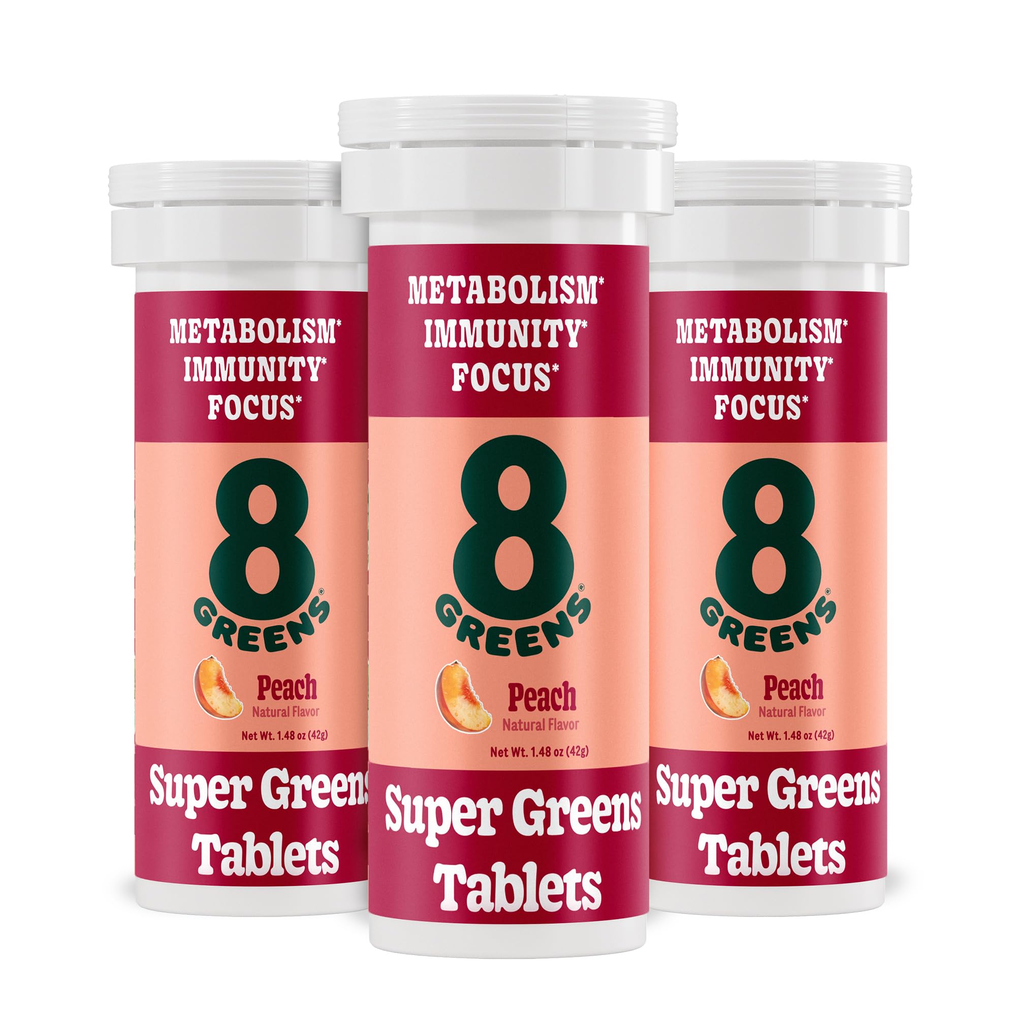 8Greens Supergreens tablets front label, easy daily greens.