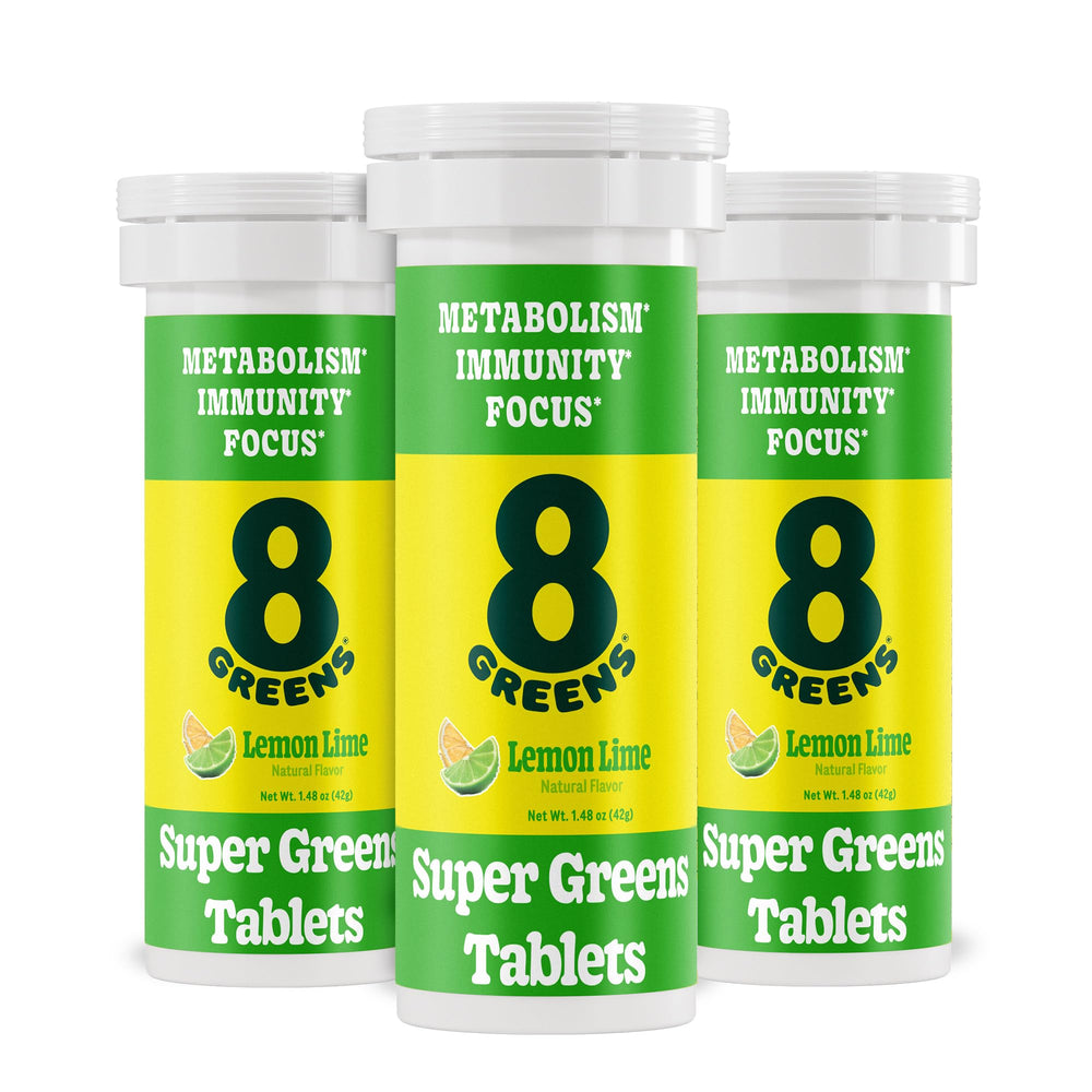 8Greens Supergreens tablets in a tube front view for convenient daily greens