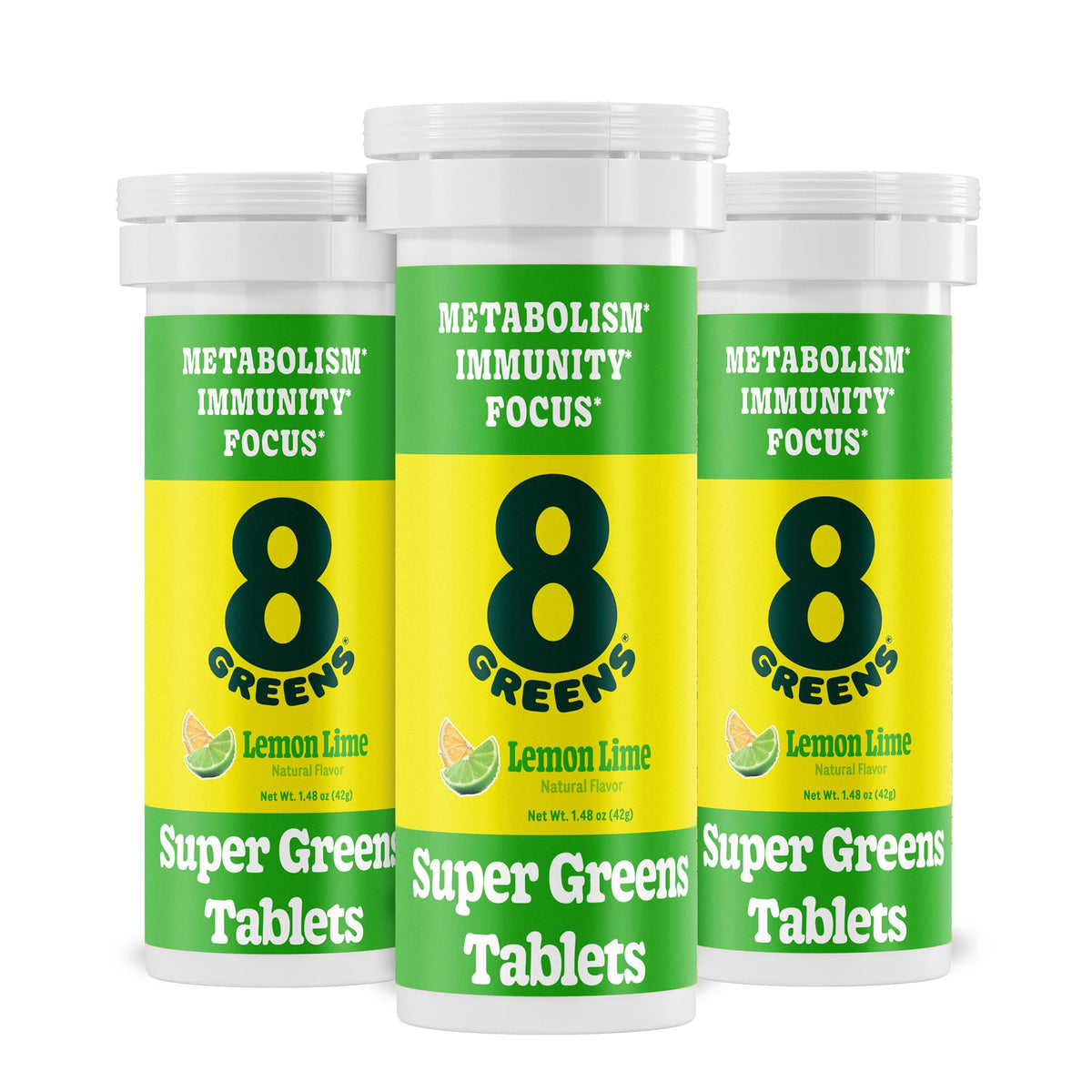 8Greens Supergreens tablets in a tube front view for convenient daily greens