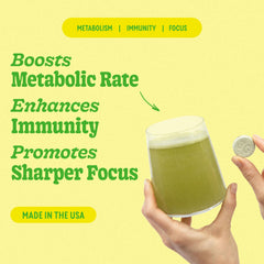 8Greens tablet dissolving in water showing quick daily greens preparation