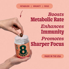 8Greens vitamins close-up showing B6 C folate and B5 content