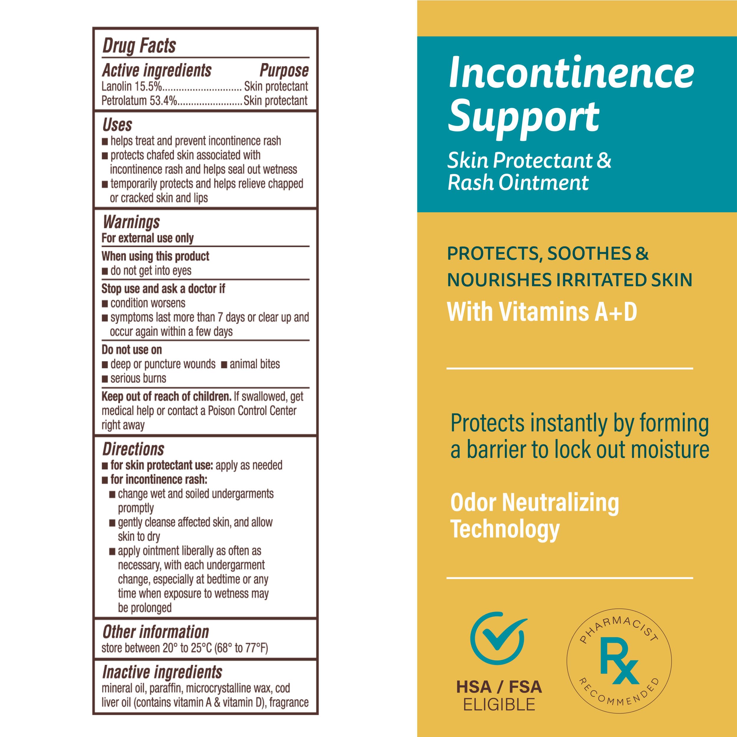 A+D Incontinence Protectant packaging highlights trusted care for fragile skin and long-lasting comfort
