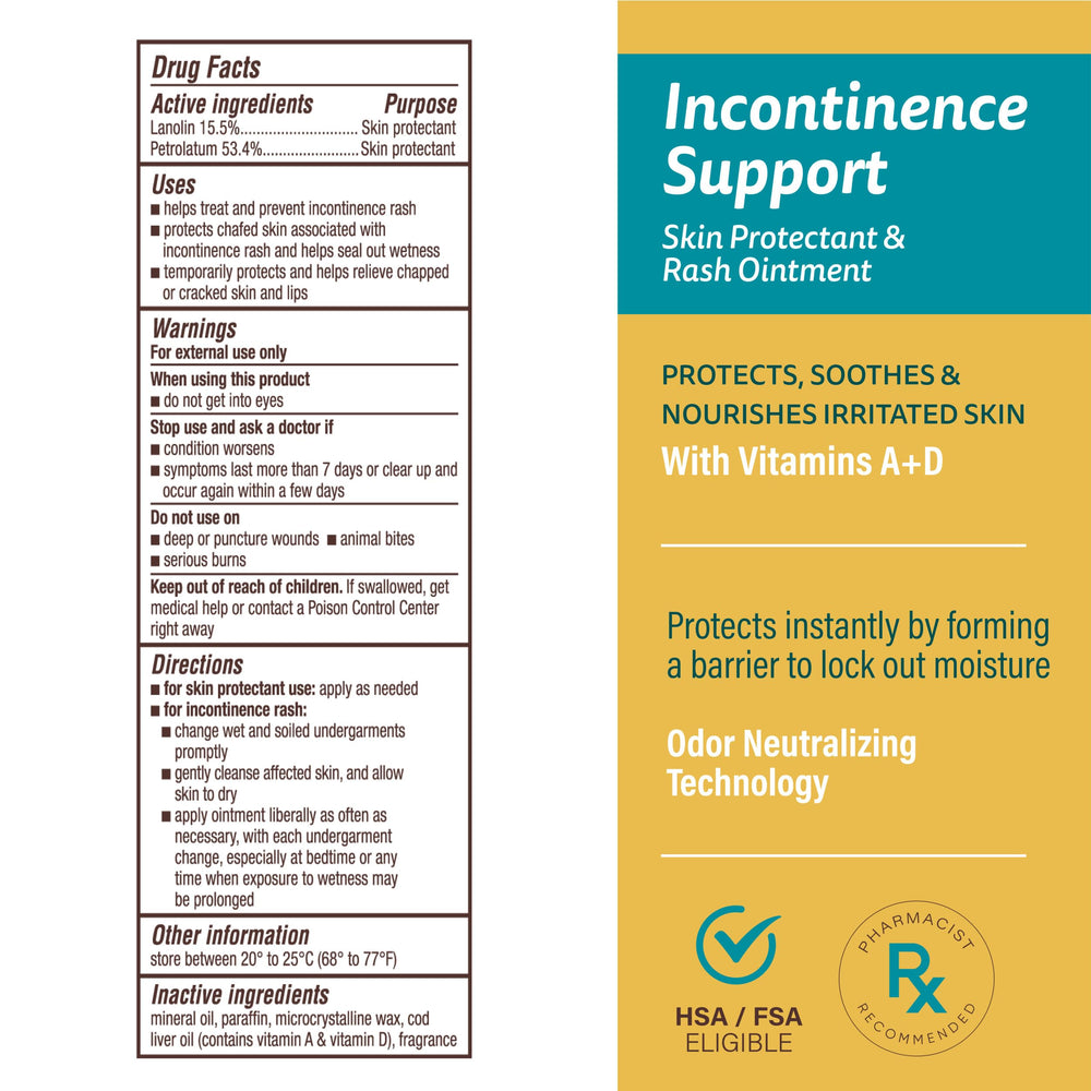 A+D Incontinence Protectant packaging highlights trusted care for fragile skin and long-lasting comfort