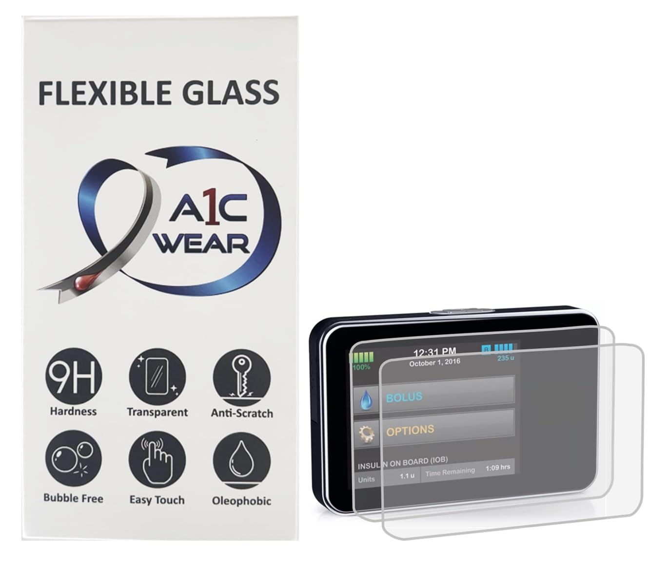 A1C WEAR protector de pantalla para Tandem X2 con vidrio nano flexible y dureza 9H