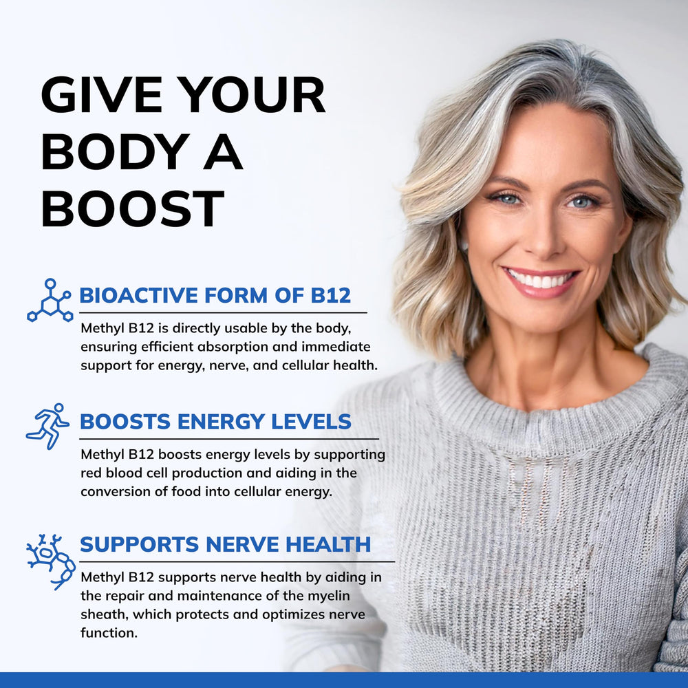 aSquared Nutrition Vitamin B12 bottle label details, shows high potency and 120 tablets