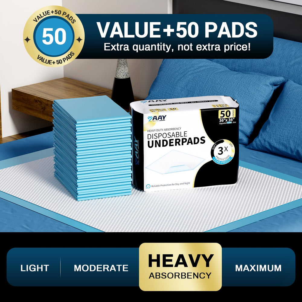 AAY large pack disposable bed pads for daily use and travel