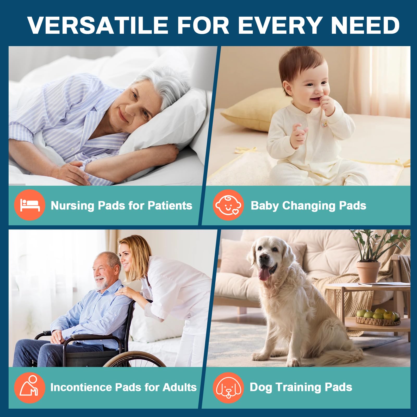 AAY bed pads multi-use scenarios including pregnancy, elderly care, pets