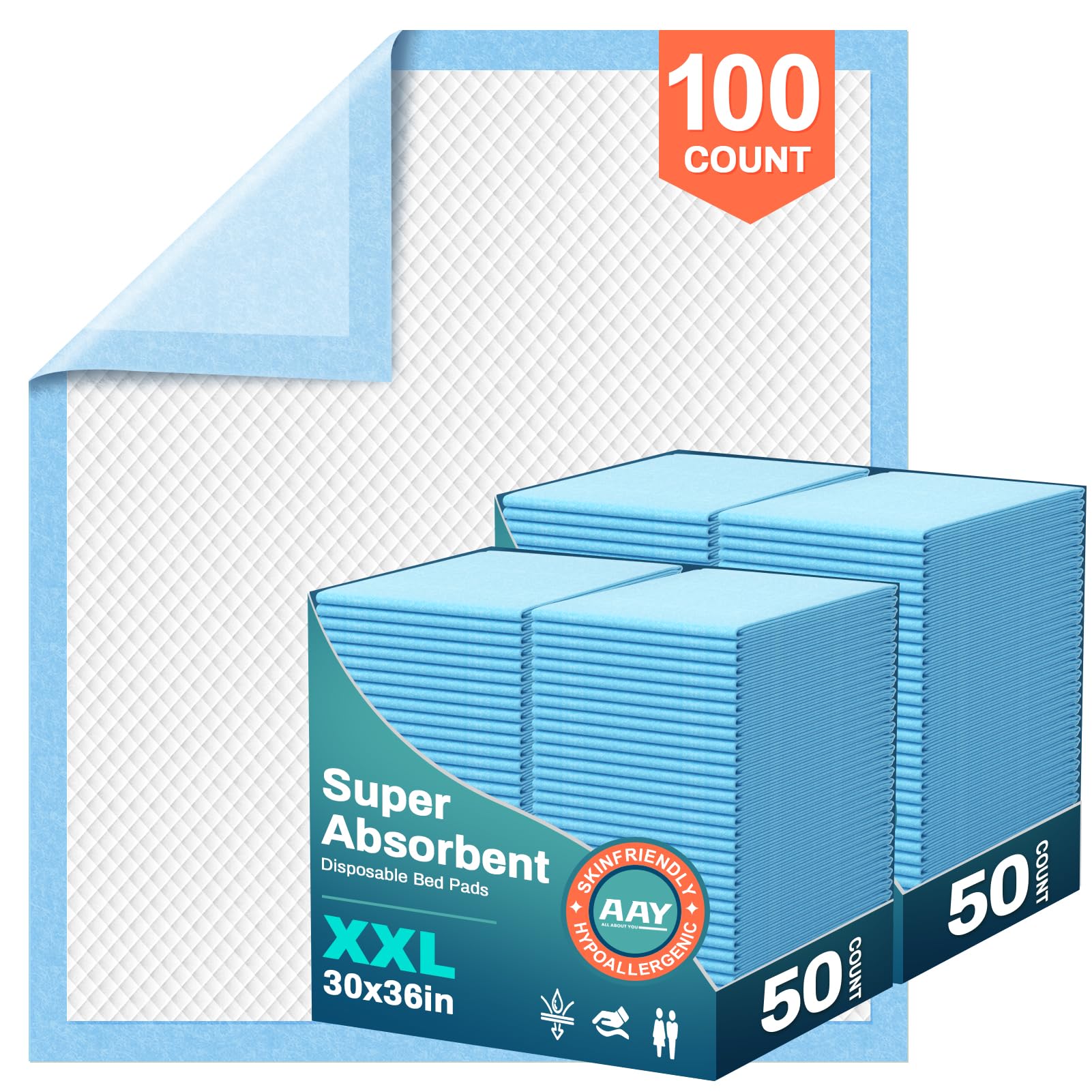 AAY bed pads with six-layer protection keep bedding dry overnight.
