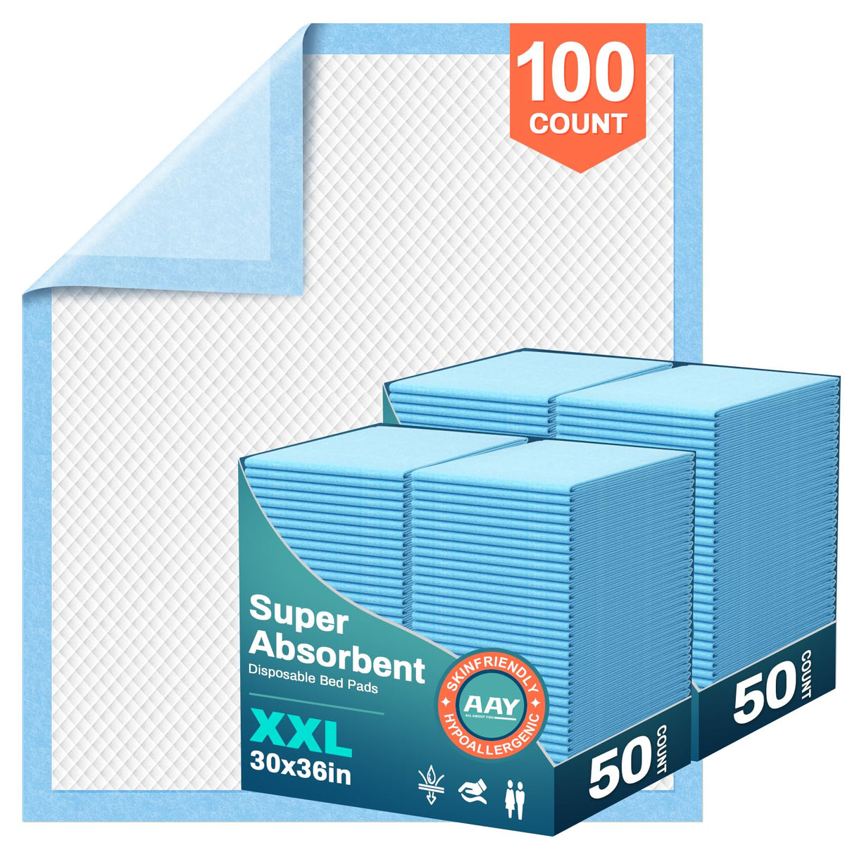 AAY bed pads with six-layer protection keep bedding dry overnight.