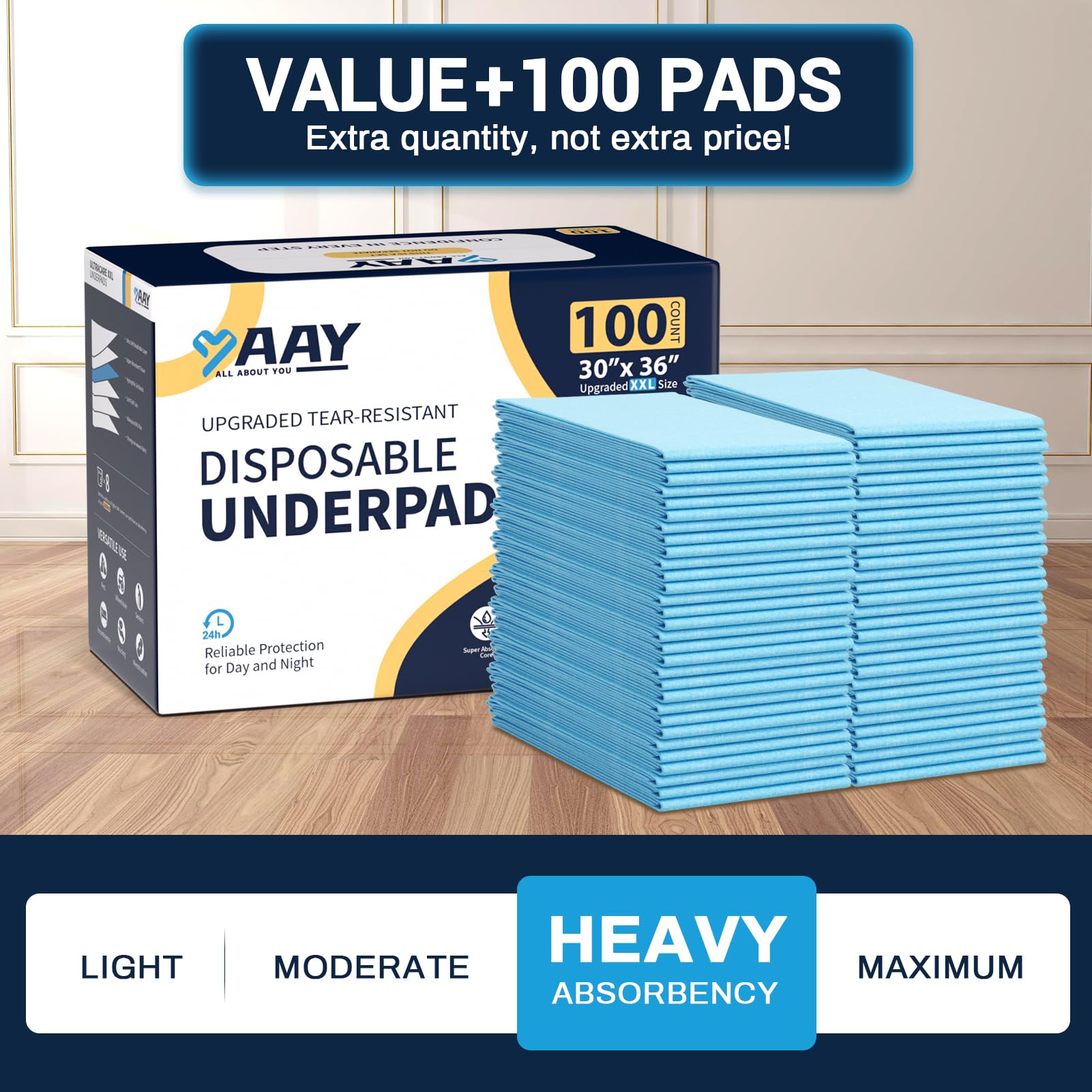 AAY bed pads ideal for adults, elderly, kids, and pets in daily care