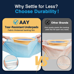 AAY chux pad with soft quilted top, latex-free and skin-friendly.