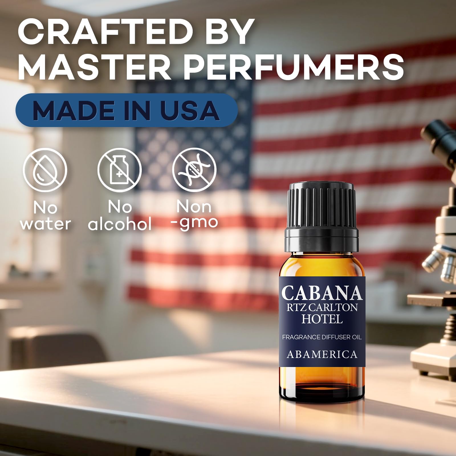 ABAMERICA 10ml bottle designed for easy drops and versatile diffuser setups.