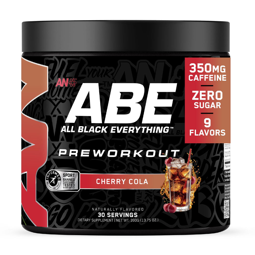 ABE All Black Everything preworkout bottle pour fuels focused training.
