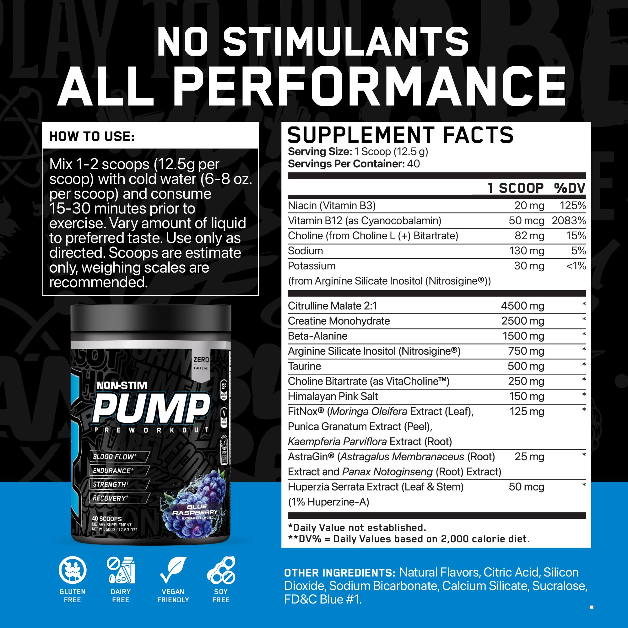 ABE Pump Ultra-Pump formula delivers enhanced muscle pump via citrulline, creatine, and beta-alanine.