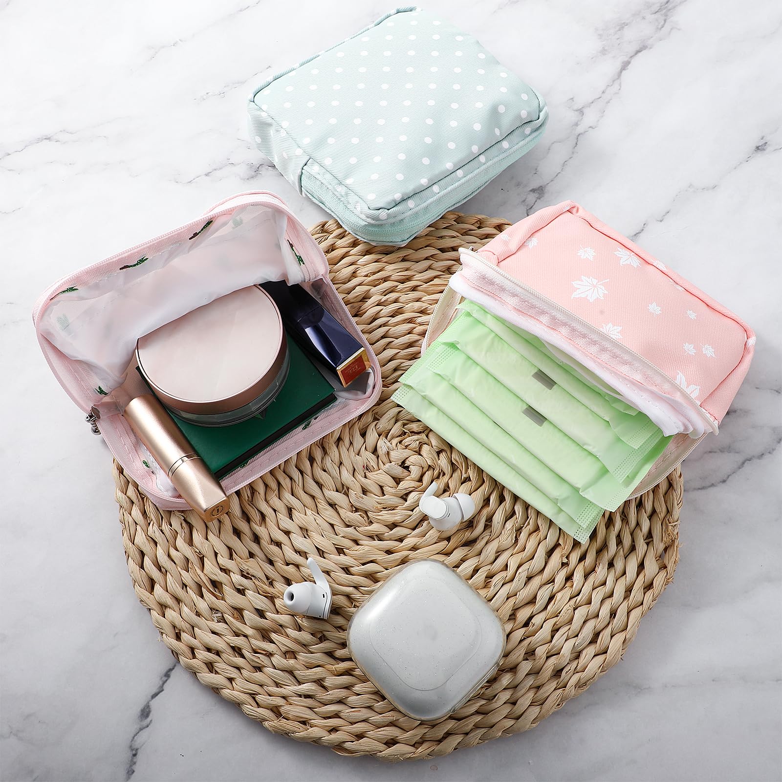 Abeillo sanitary napkin storage bag multi-use for pads or cosmetics