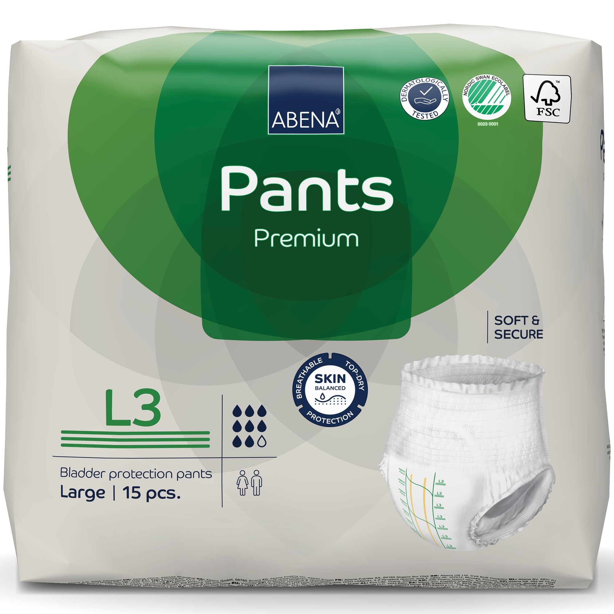 Abena Pants Premium L3 on hips 39-55 inches for secure daily wear.