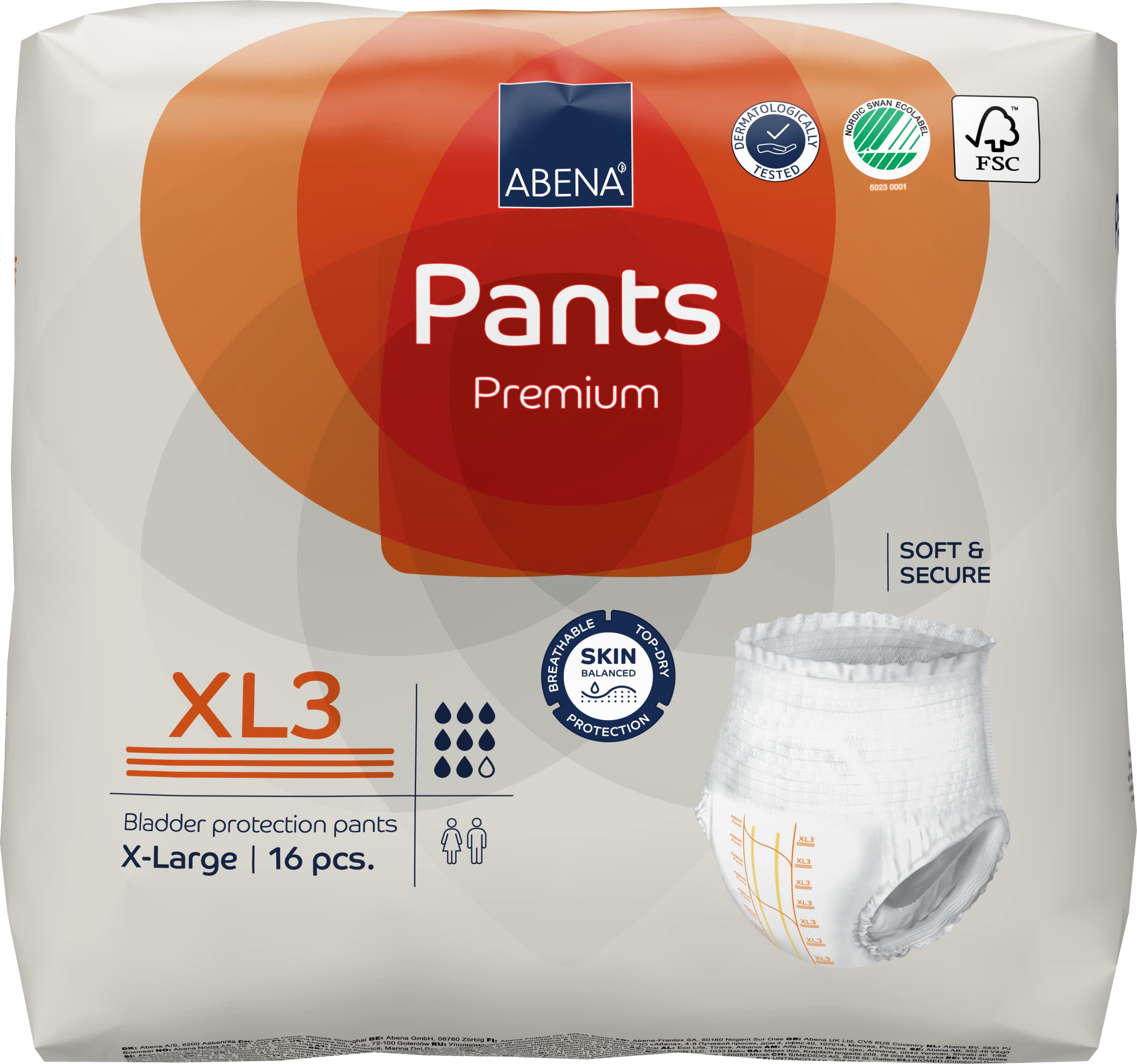 Abena Pants Premium XL3 on model showing extra-tall waistline for full coverage.