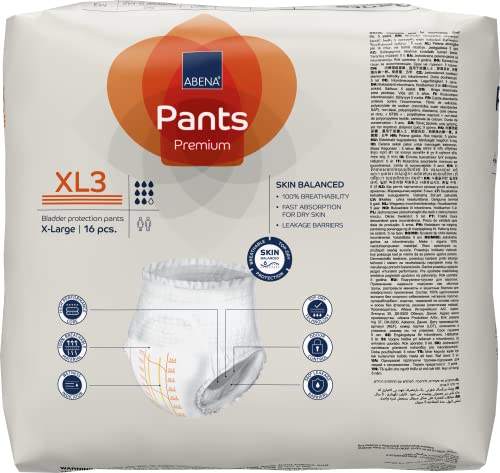 Abena Pants Premium XL3 with stand-up leak guards for added protection.