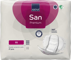 Abena San Premium Size 11 side leak guard demonstrates added protection