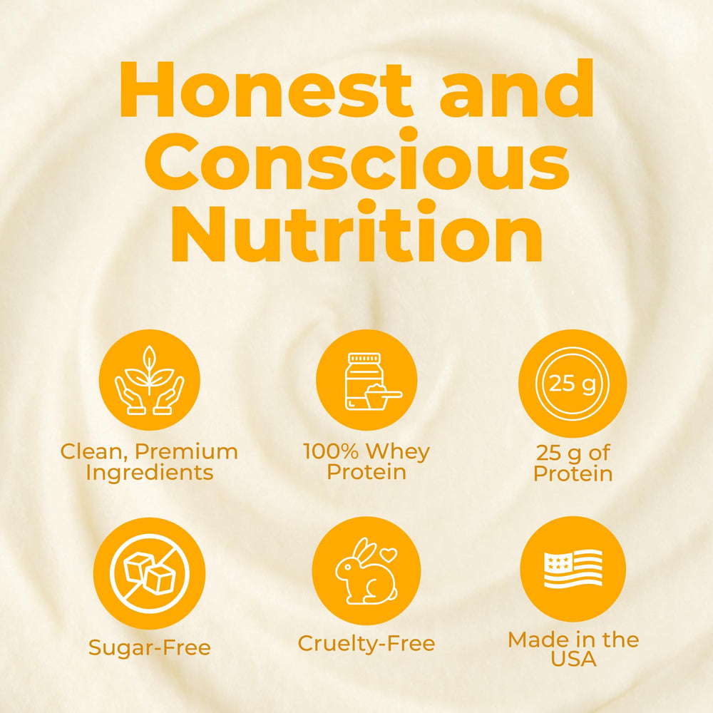 About Time Whey Protein Isolate nutrition label close up showing key facts