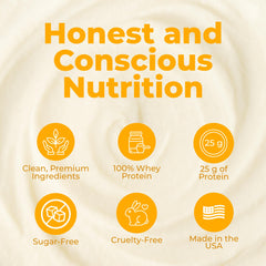 About Time Whey Protein Isolate nutrition label close up showing key facts