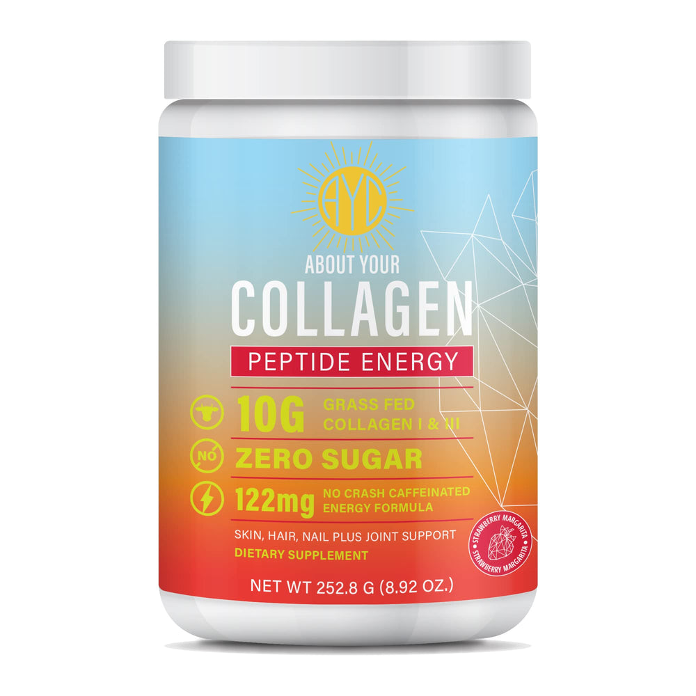 About Your Collagen Energy powder tub with Strawberry Margarita flavor for a morning boost