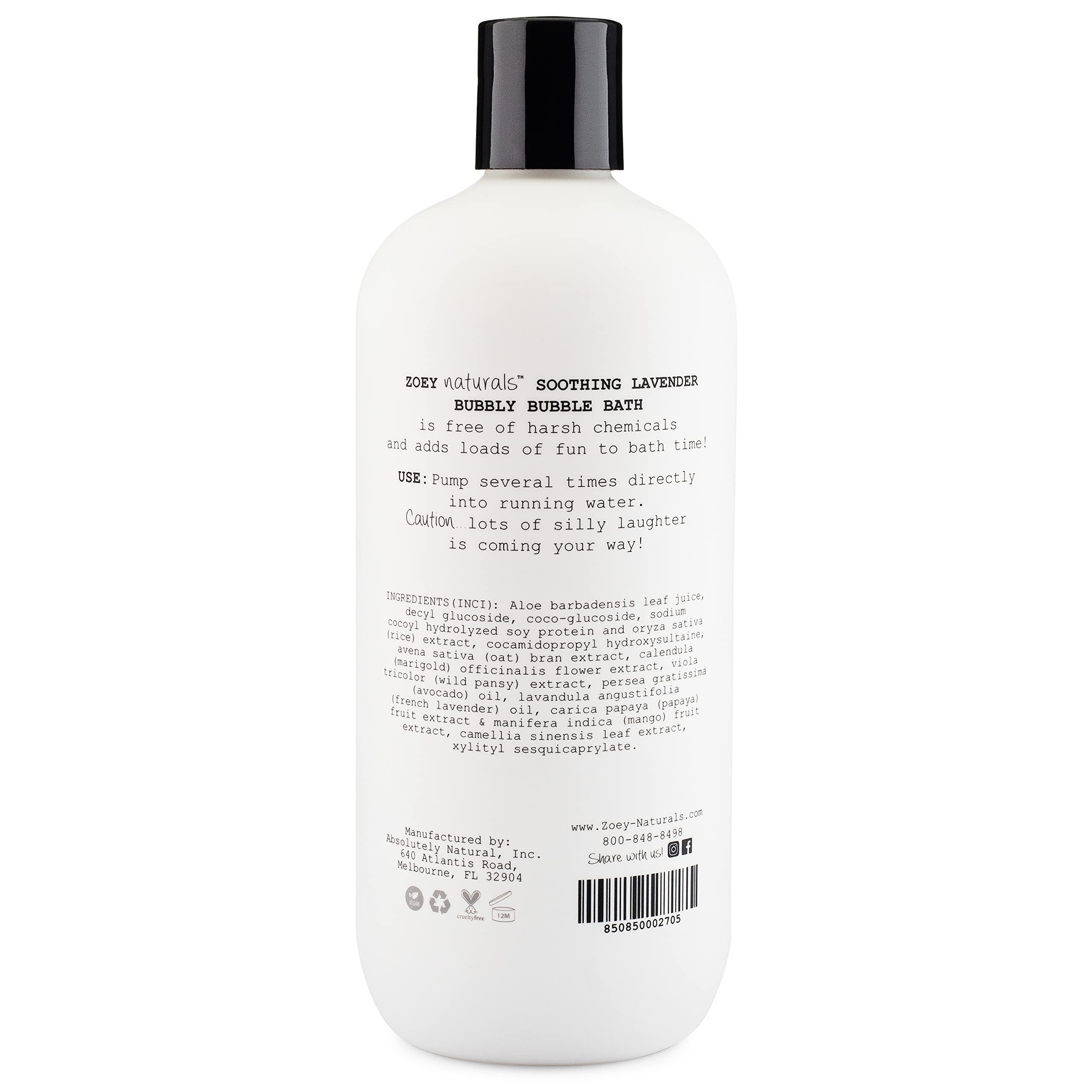 Zoey Naturals calming lavender cap supports safe, simple bathtime usage.