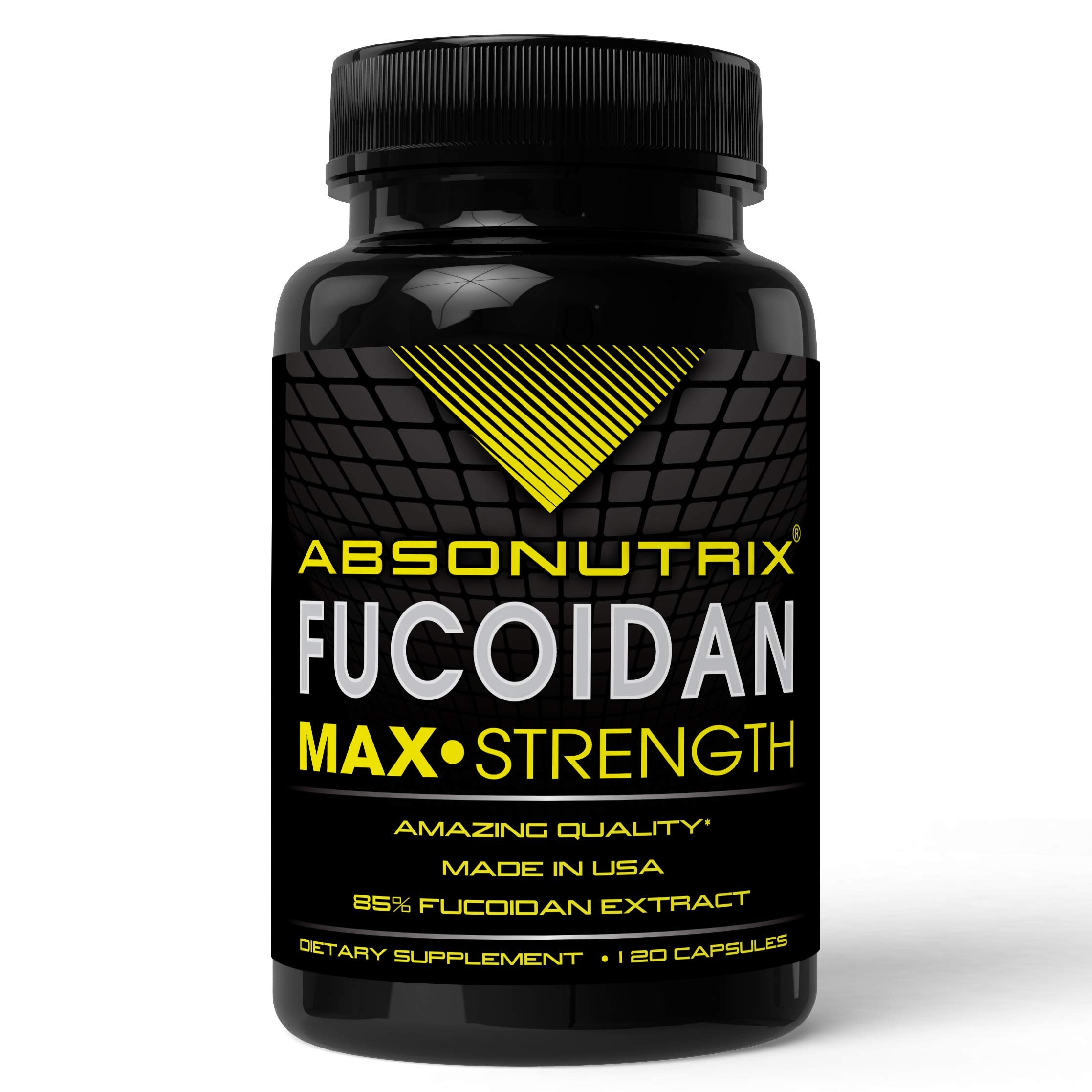 Absonutrix fucoidan bottle label close-up reinforcing trusted branding.