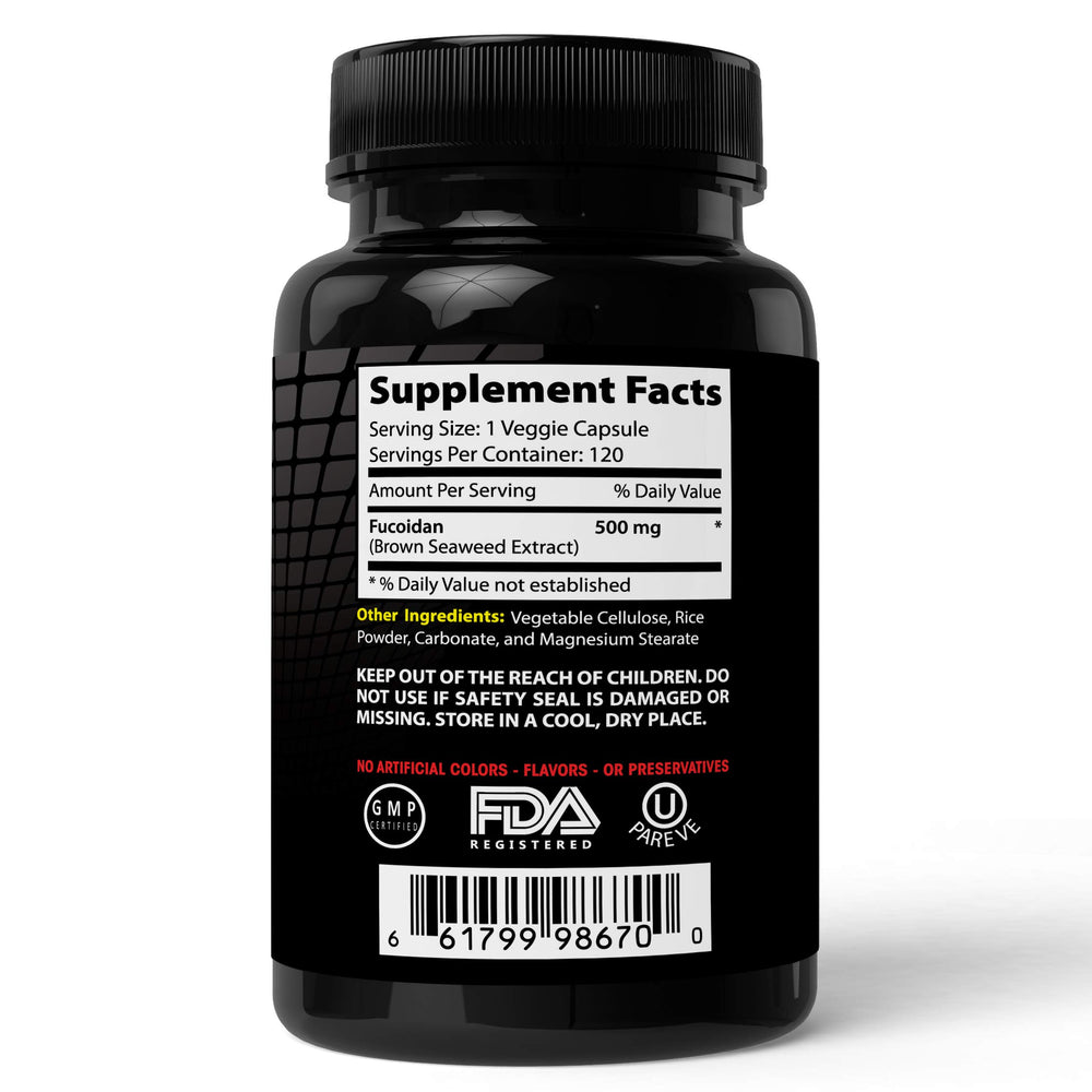 Absonutrix fucoidan capsules on wooden surface for simple daily use.