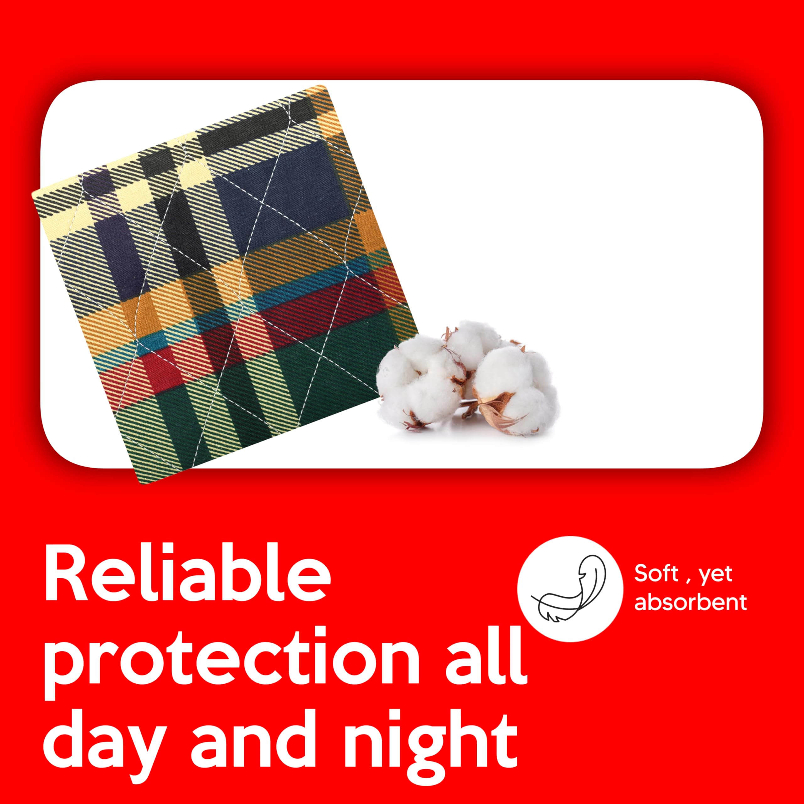 AbsorbEase soft twill facing feels gentle against skin during use.